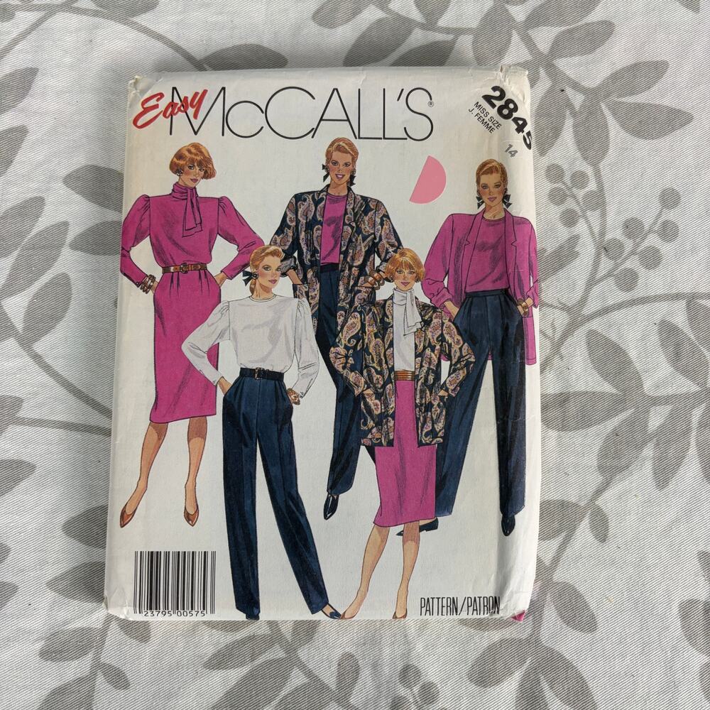 Vintage McCall's 2845 Sewing Pattern Size 14 UNCUT 1986 Jacket Blouse